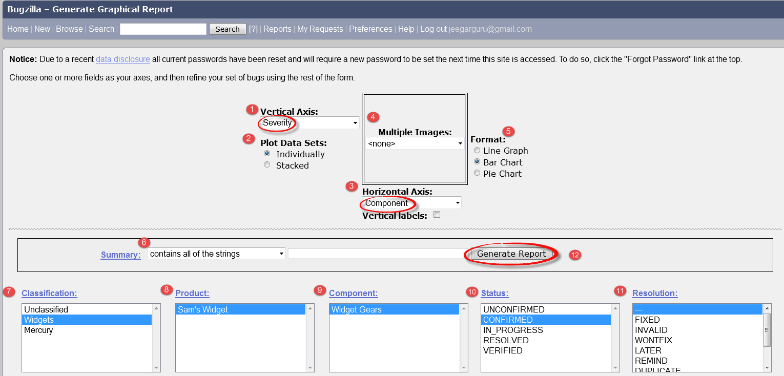 Скриншот (снимок экрана) Bugzilla