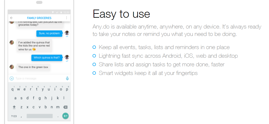 Скриншот (снимок экрана) Any.do