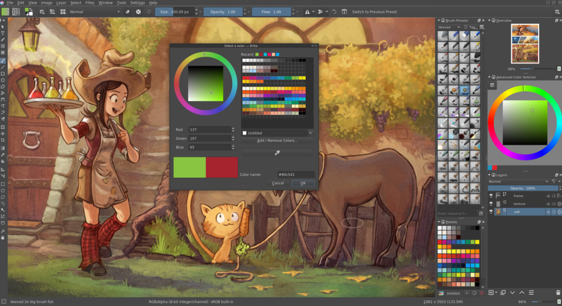 Скриншот (снимок экрана) Krita