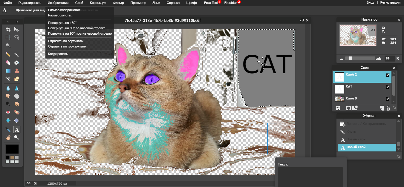 Скриншот (снимок экрана) PXLR Editor