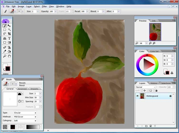 Скриншот (снимок экрана) Artweaver