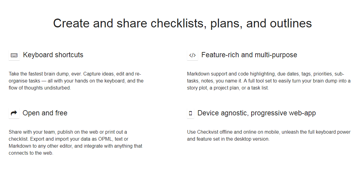 Скриншот (снимок экрана) Checkvist