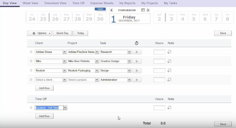Скриншот (снимок экрана) ClickTime