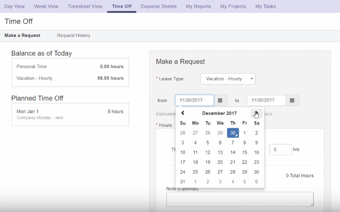 Скриншот (снимок экрана) ClickTime