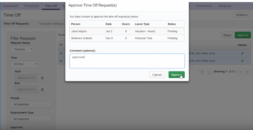 Скриншот (снимок экрана) ClickTime