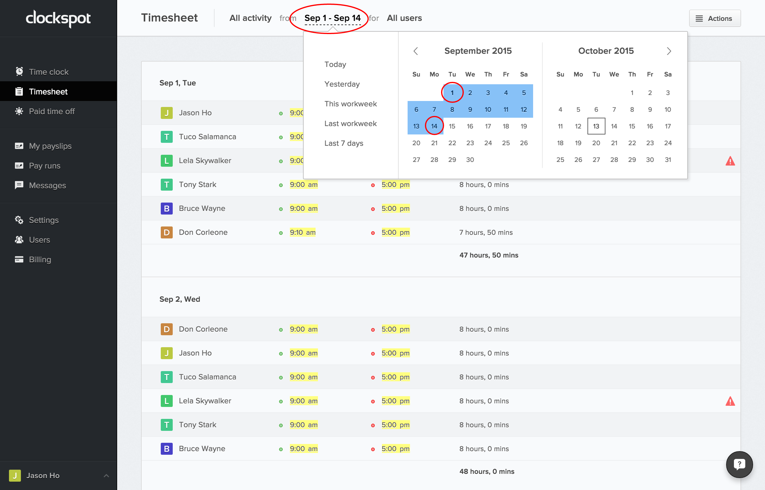 Скриншот (снимок экрана) Clockspot