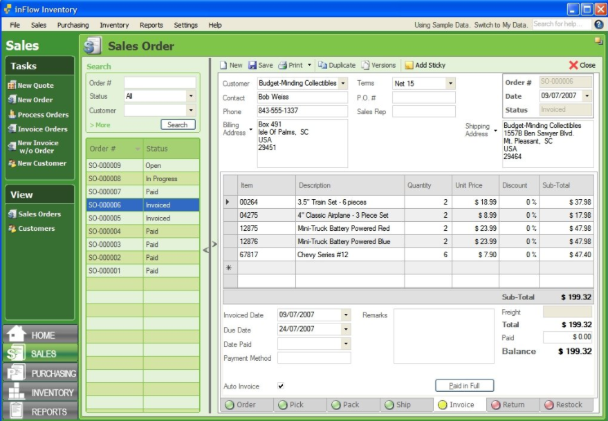 Скриншот (снимок экрана) inFlow