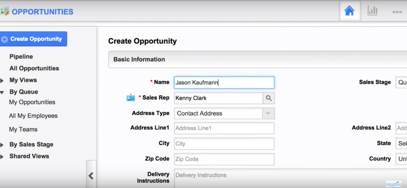Скриншот (снимок экрана) Apptivo Project Management