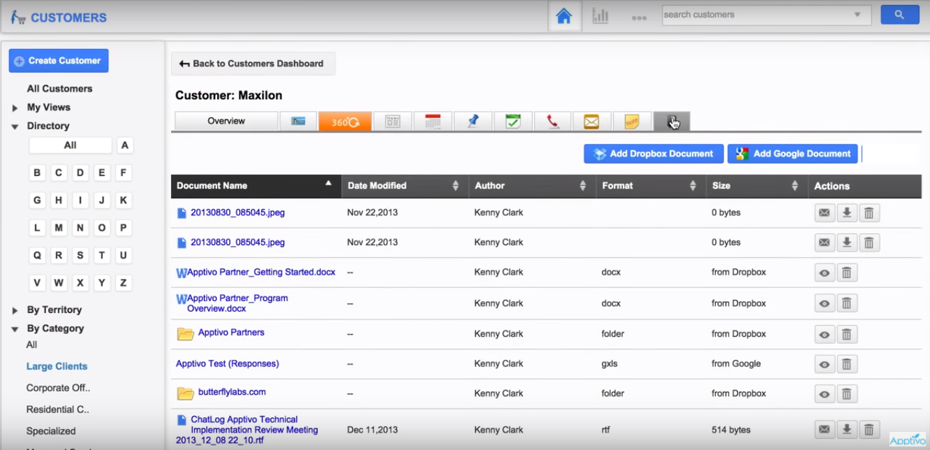 Скриншот (снимок экрана) Apptivo Project Management