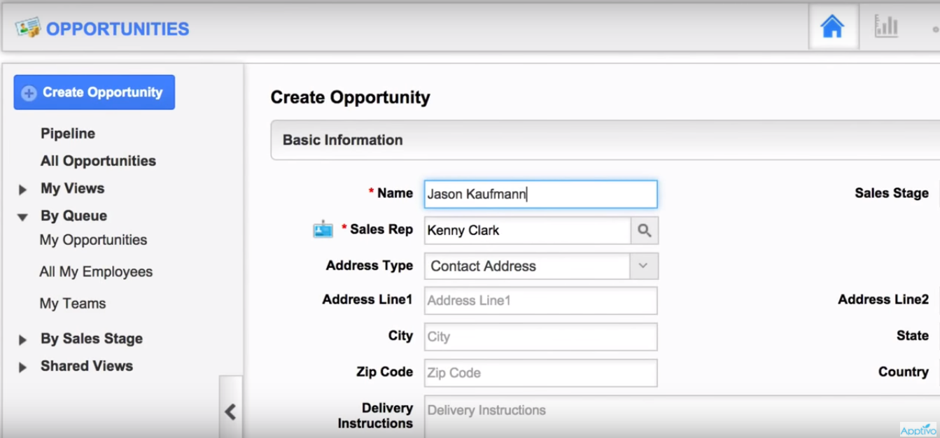 Скриншот (снимок экрана) Apptivo CRM System