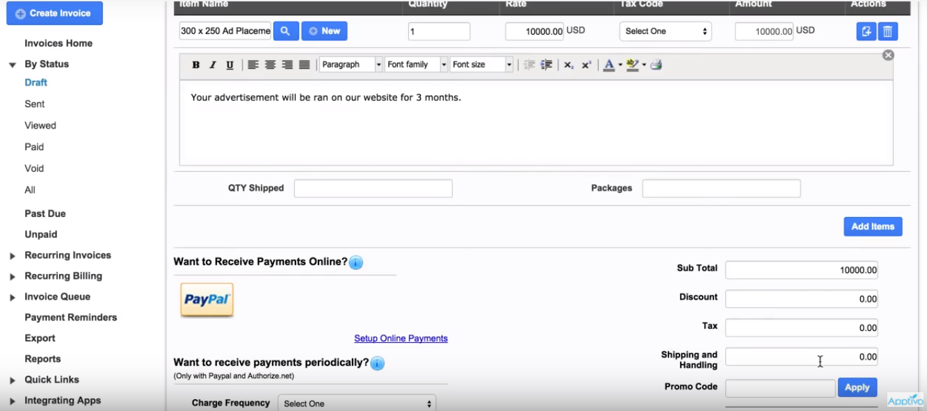 Скриншот (снимок экрана) Apptivo CRM System
