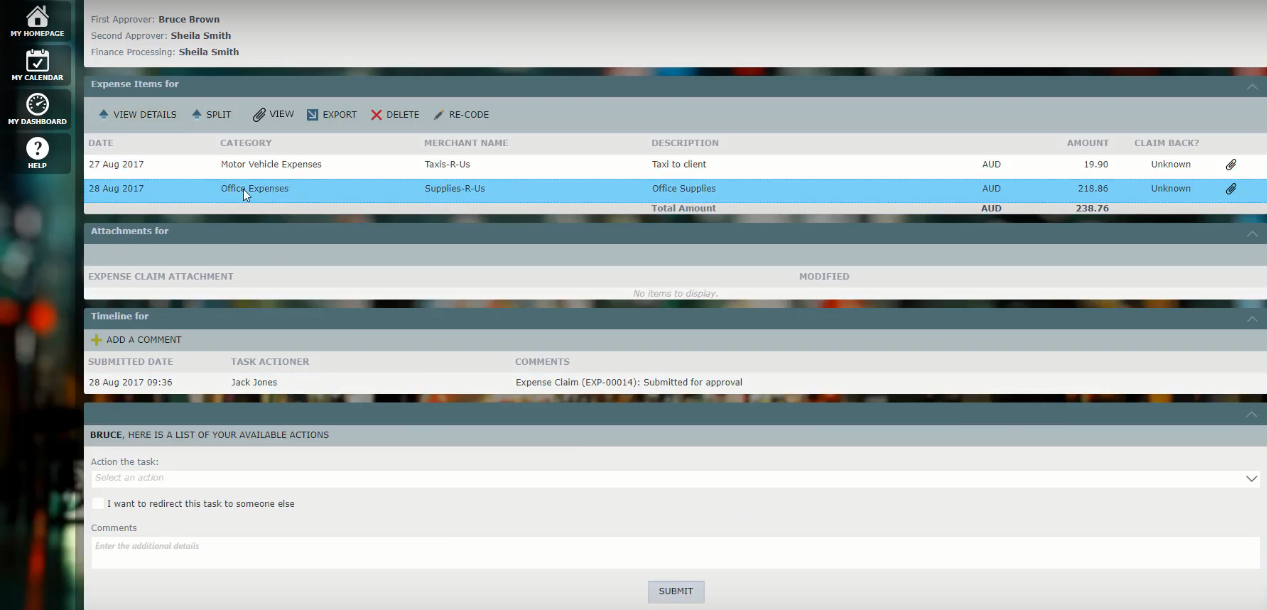 Скриншот (снимок экрана) AppsForOps Expense Claim