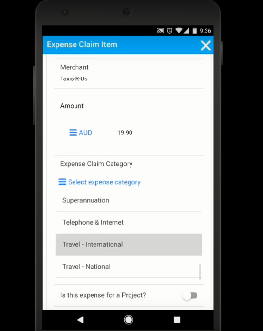 Скриншот (снимок экрана) AppsForOps Expense Claim