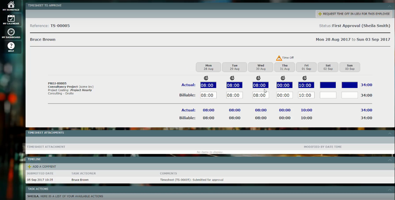 Скриншот (снимок экрана) AppsForOps Timesheet