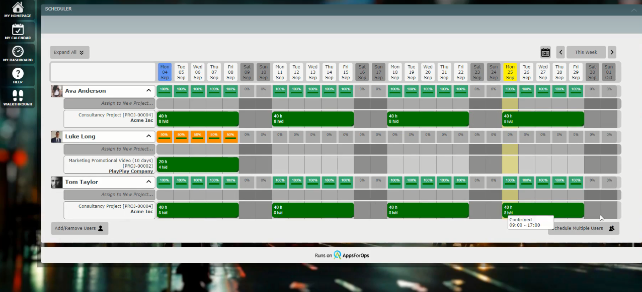 Скриншот (снимок экрана) AppsForOps Scheduler