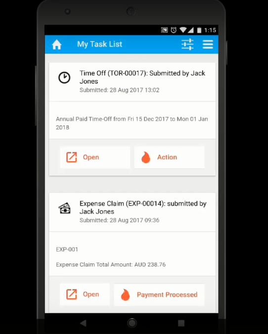 Скриншот (снимок экрана) AppsForOps Time Off