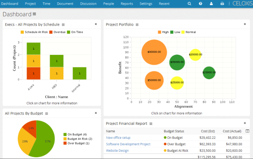 Скриншот (снимок экрана) Celoxis