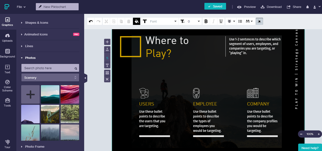 Скриншот (снимок экрана) Piktochart
