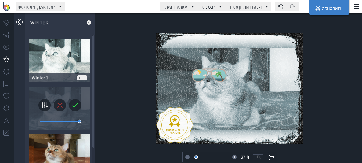 Скриншот (снимок экрана) Befunky