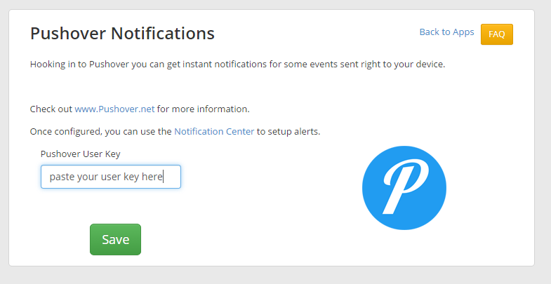 Скриншот (снимок экрана) Pushover