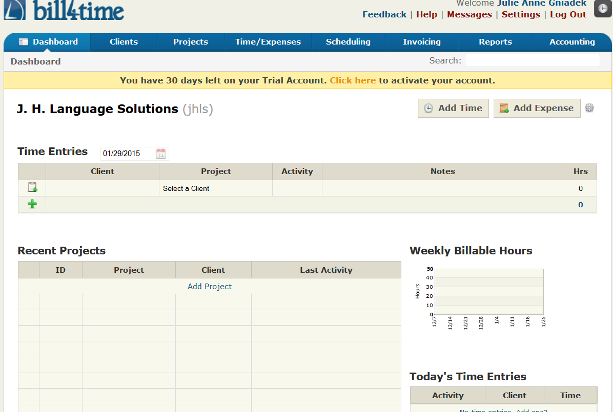 Скриншот (снимок экрана) Bill4Time