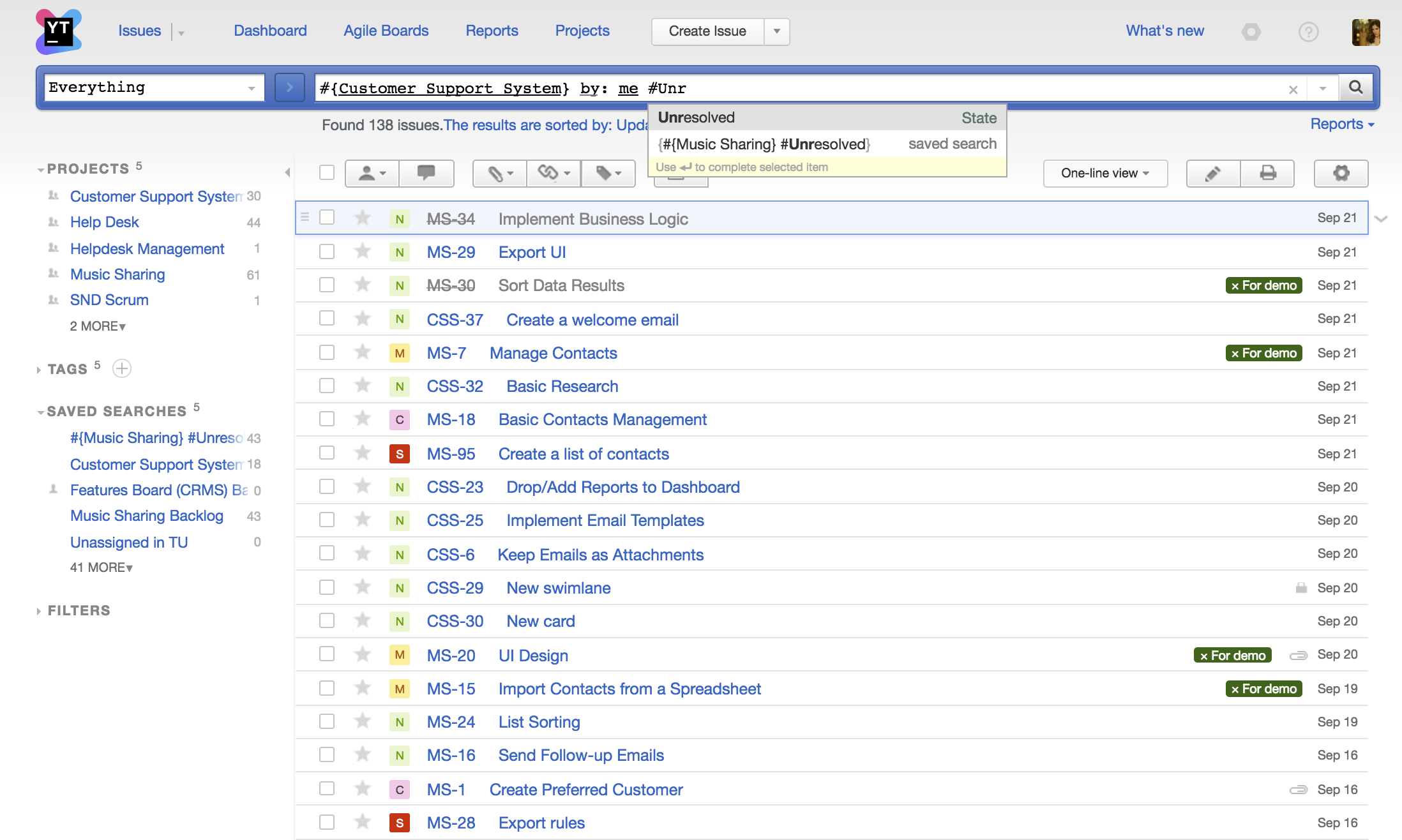 Скриншот (снимок экрана) youtrack