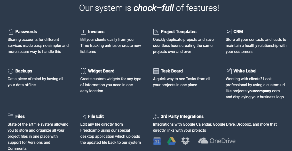 Скриншот (снимок экрана) freedcamp