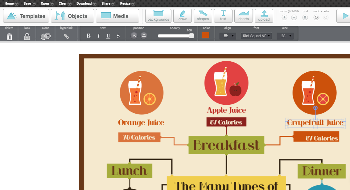 Скриншот (снимок экрана) Easel.ly