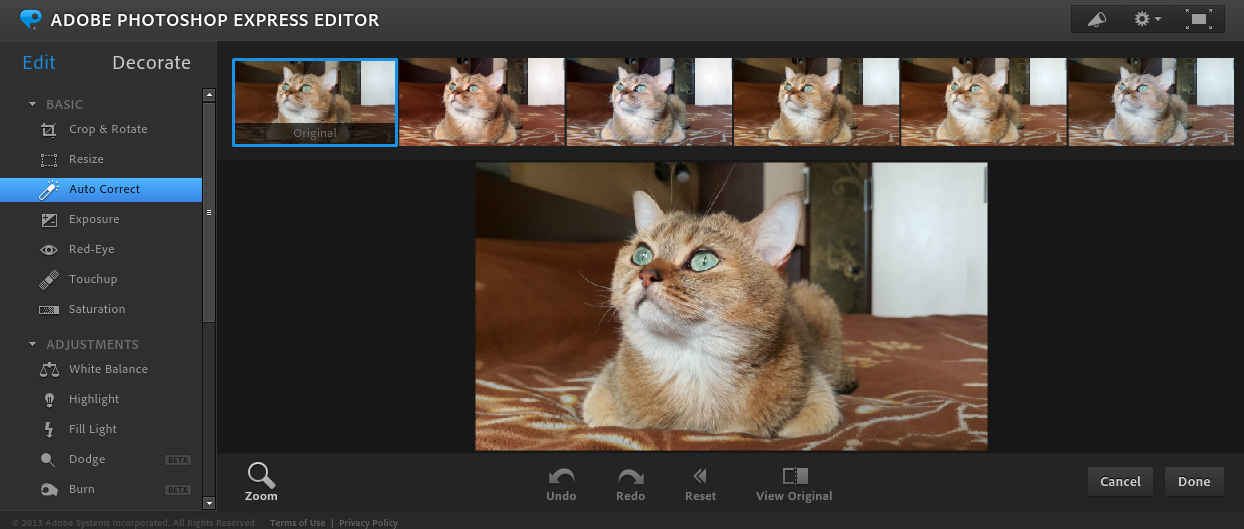 Скриншот (снимок экрана) Photoshop Express