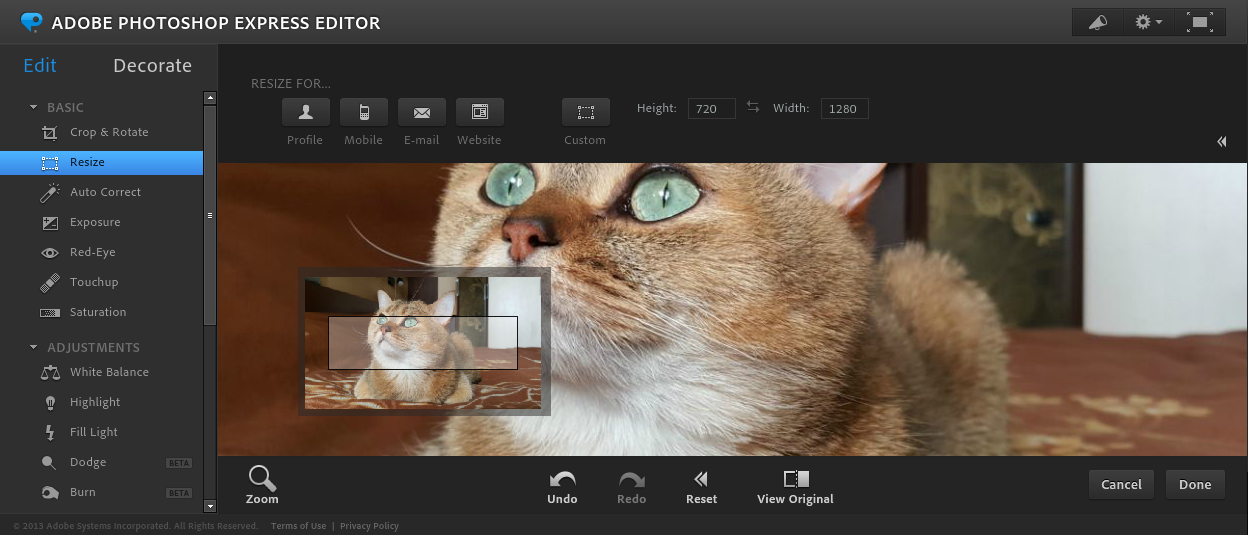 Скриншот (снимок экрана) Photoshop Express