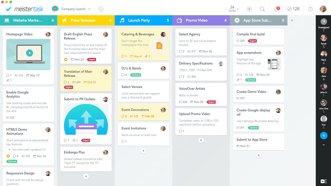 Скриншот (снимок экрана) meistertask