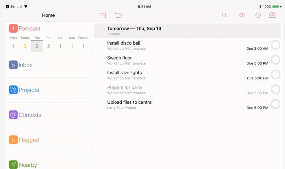 Скриншот (снимок экрана) omnifocus
