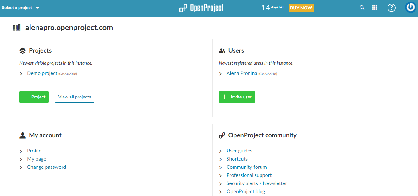 Скриншот (снимок экрана) openproject