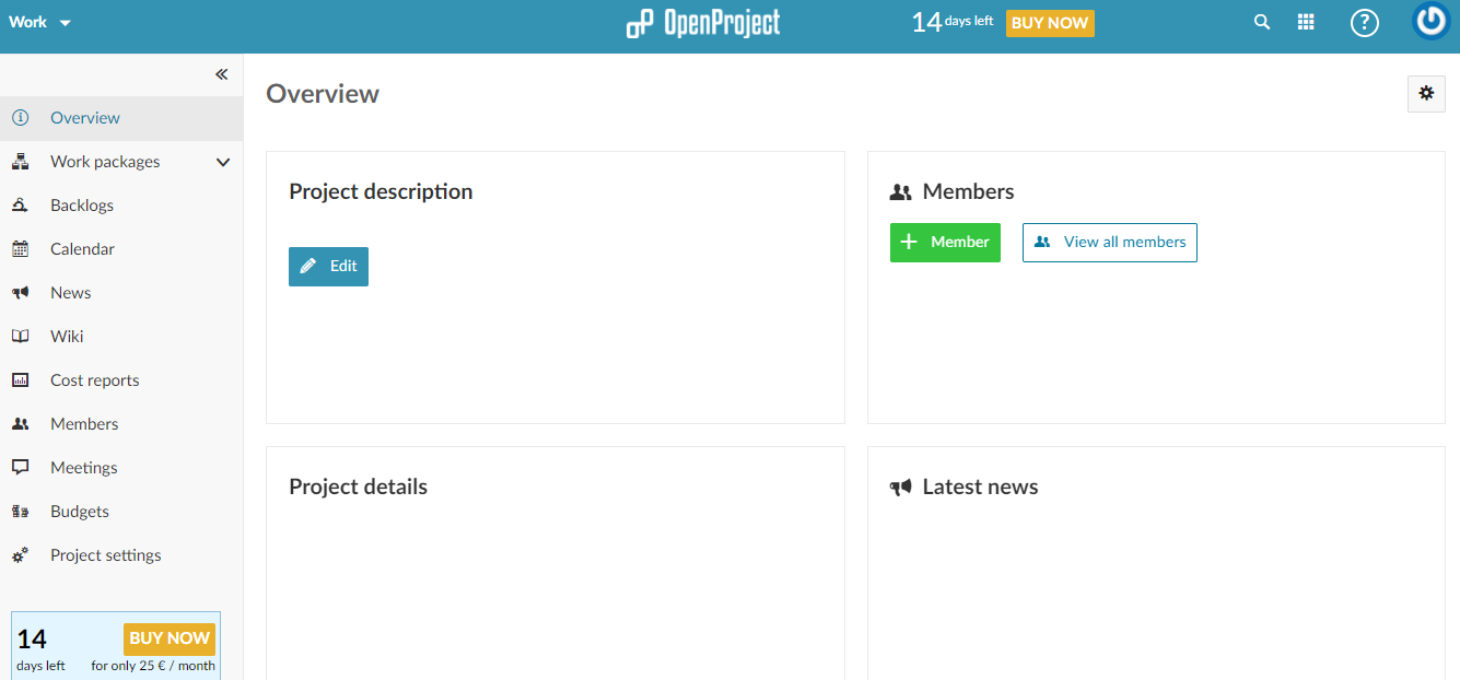 Скриншот (снимок экрана) openproject