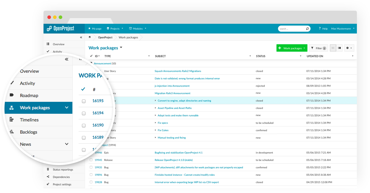 Скриншот (снимок экрана) openproject