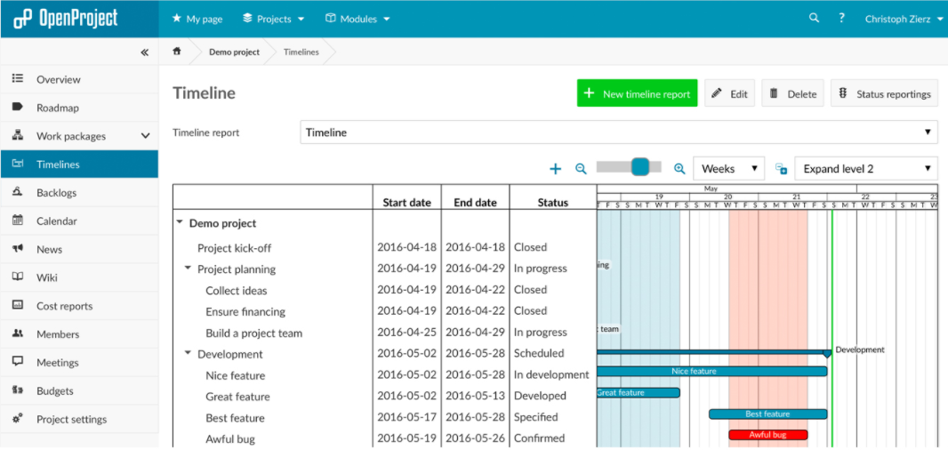 Скриншот (снимок экрана) openproject