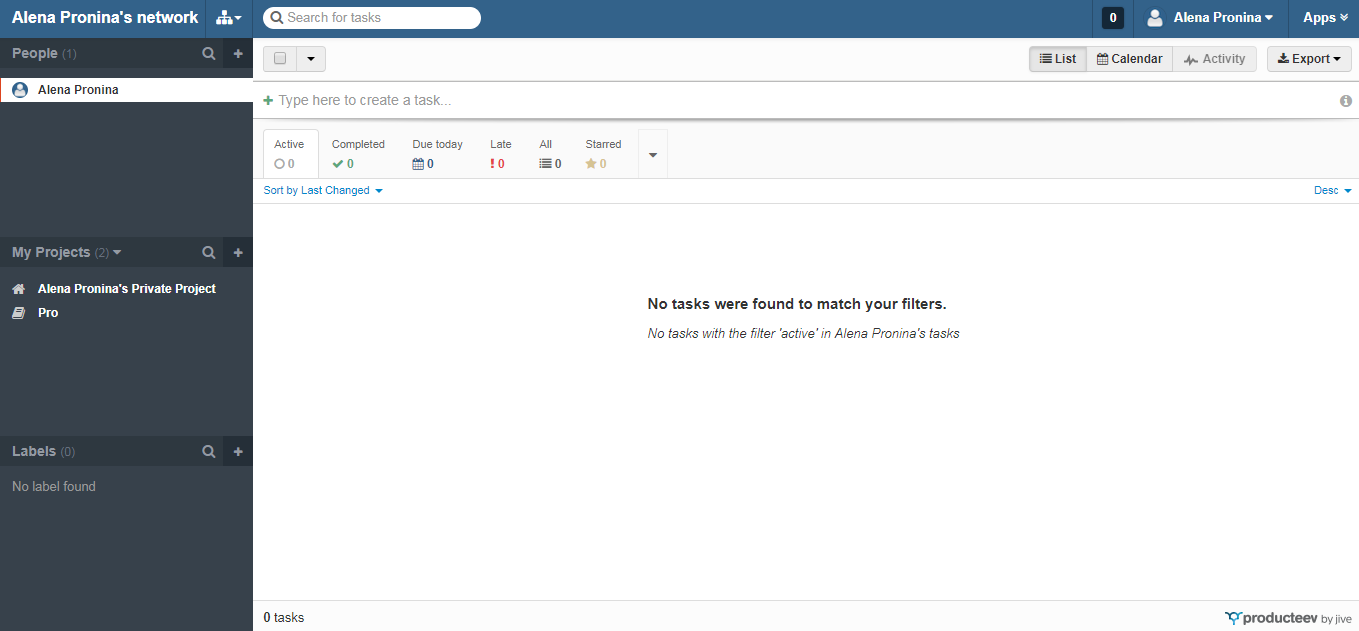 Скриншот (снимок экрана) producteev