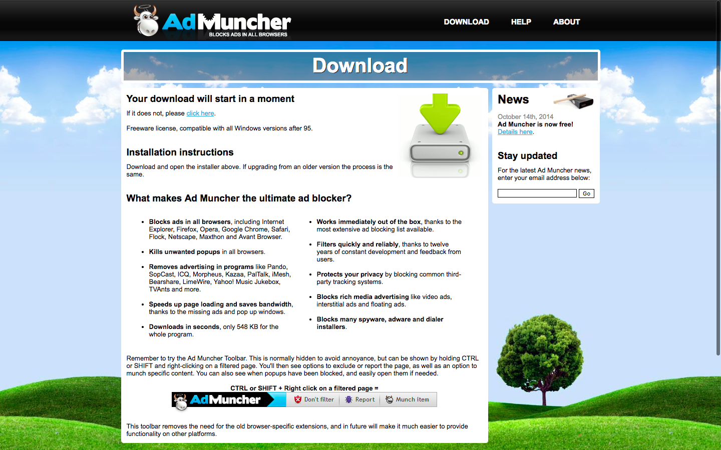 Скриншот (снимок экрана) Ad Muncher