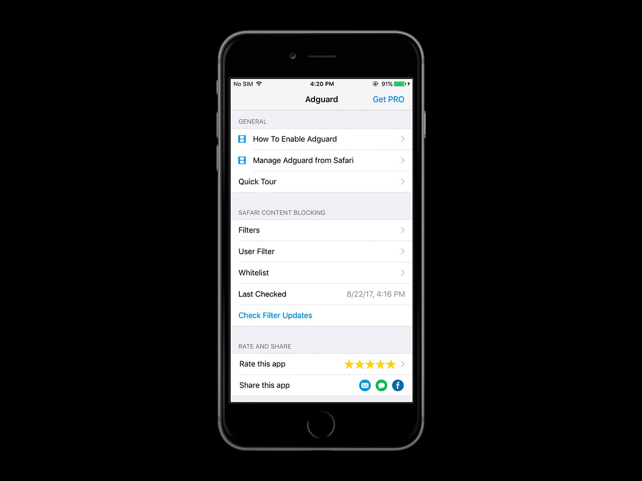Скриншот (снимок экрана) Adguard