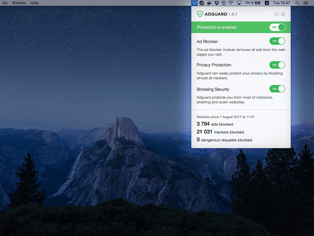 Скриншот (снимок экрана) Adguard