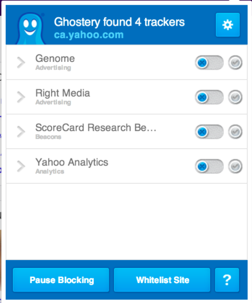 Скриншот (снимок экрана) Ghostery