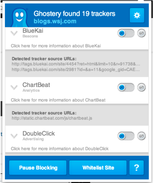Скриншот (снимок экрана) Ghostery