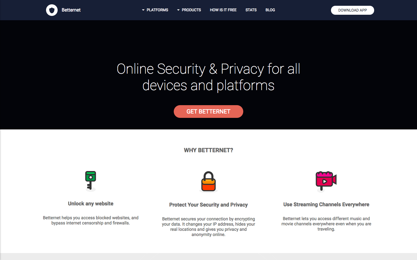 Скриншот (снимок экрана) Betternet