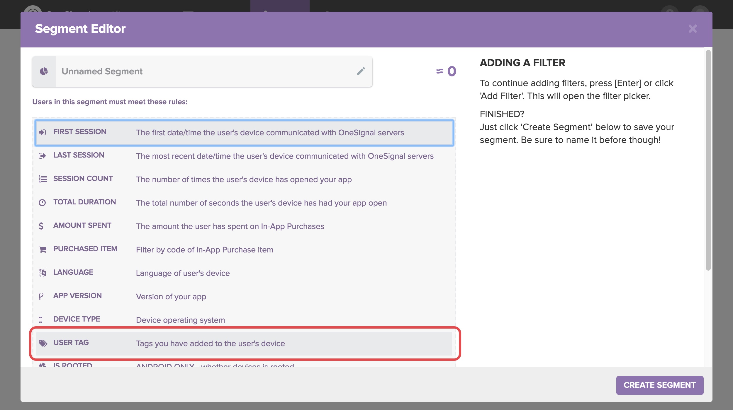 Скриншот (снимок экрана) Onesignal