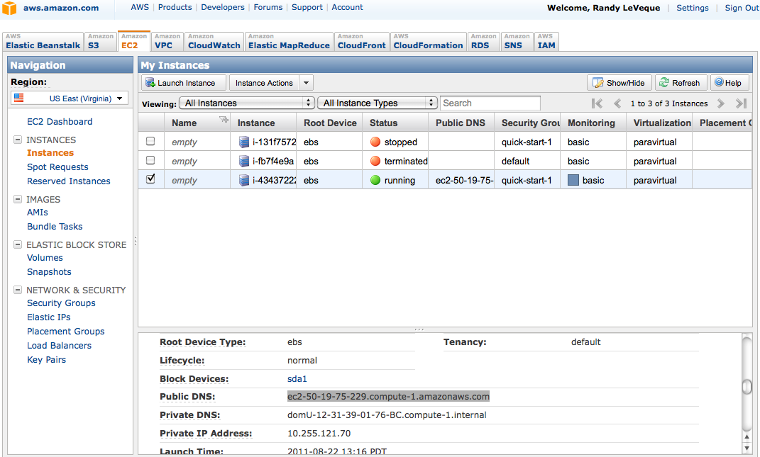 Скриншот (снимок экрана) Amazon Simple Notification Service (SNS)