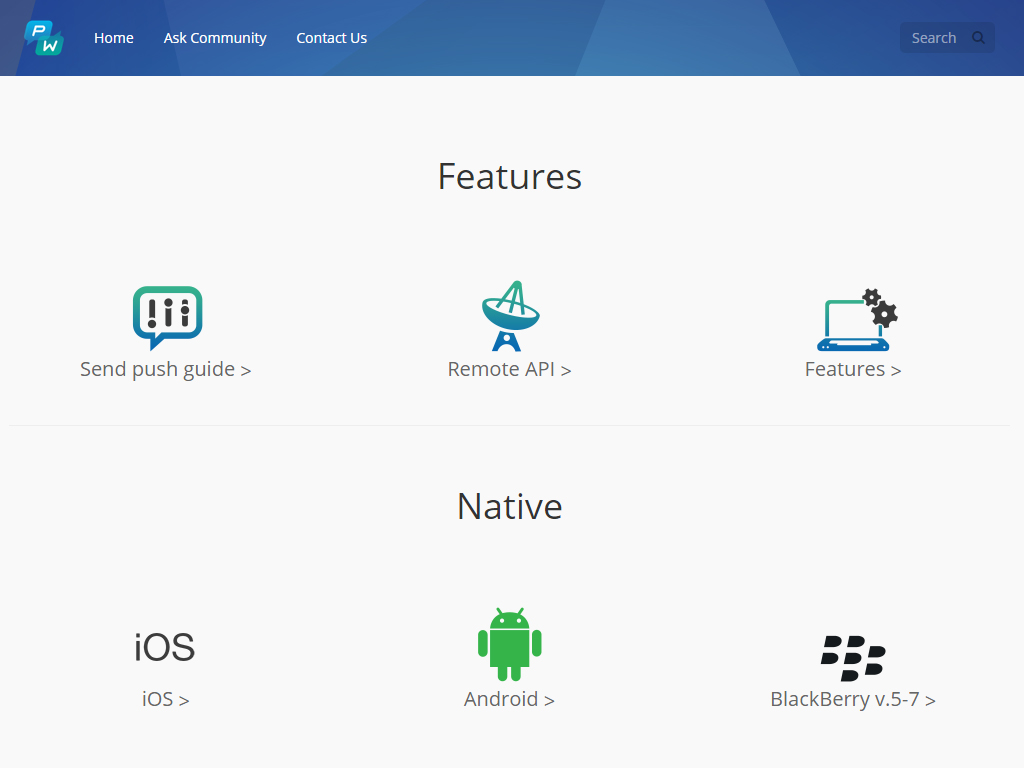 Скриншот (снимок экрана) Pushwoosh