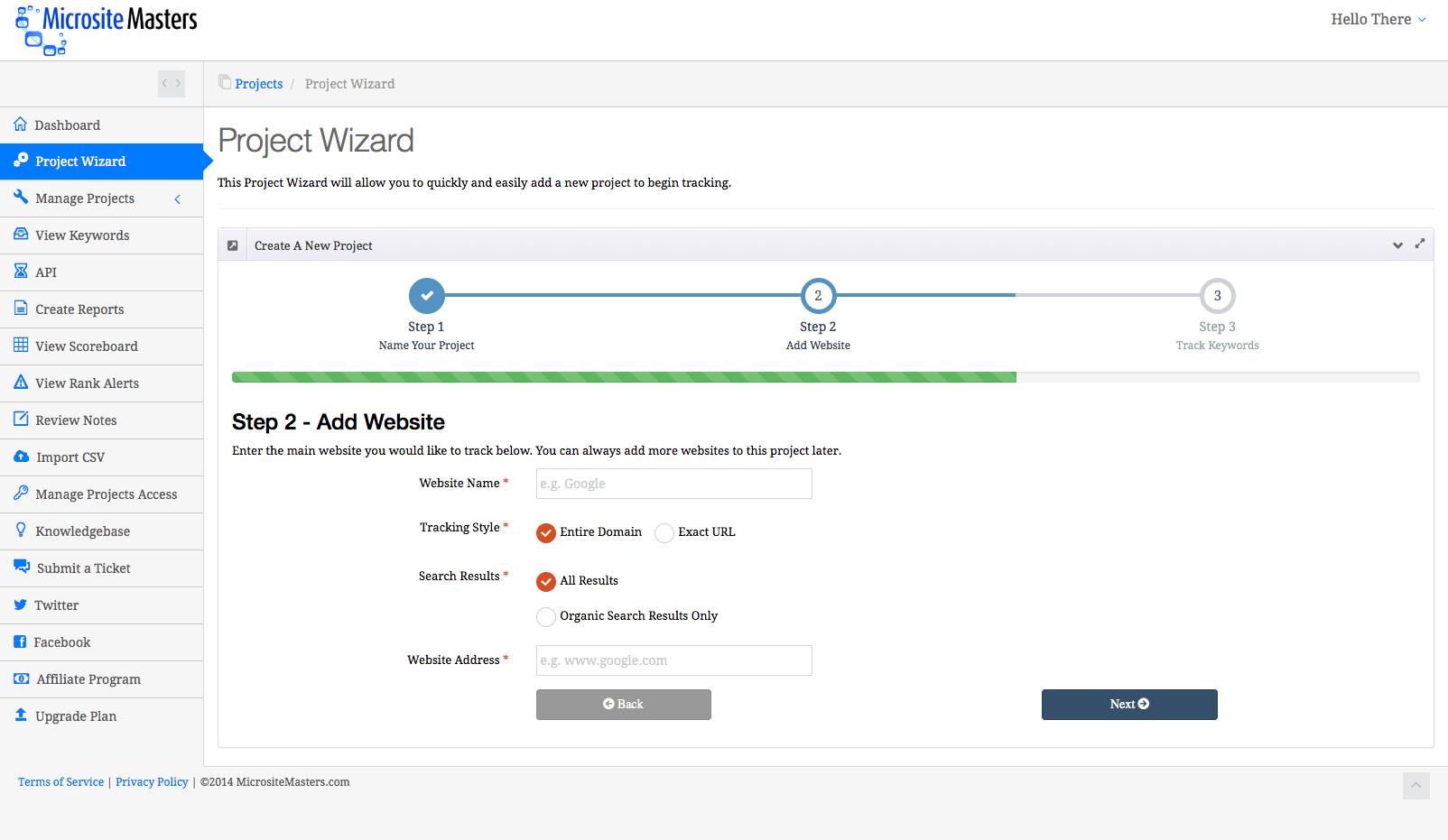 Скриншот (снимок экрана) Microsite Masters