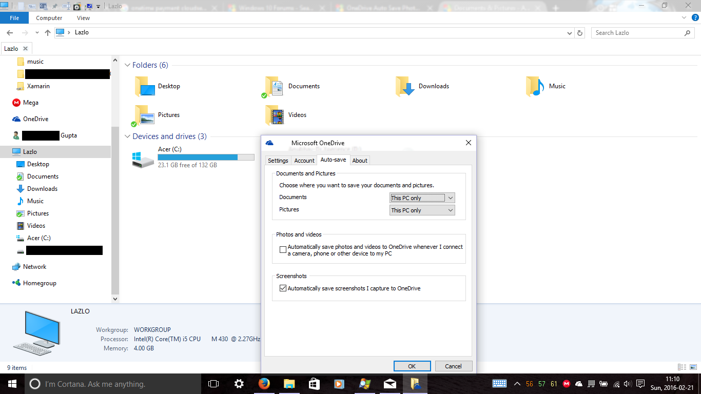 Скриншот (снимок экрана) OneDrive