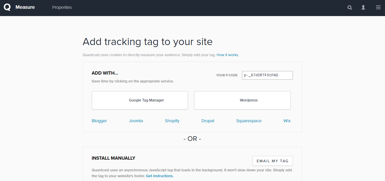 Скриншот (снимок экрана) Quantcast