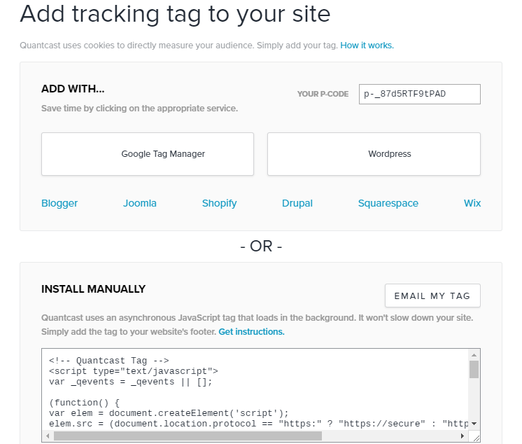 Скриншот (снимок экрана) Quantcast